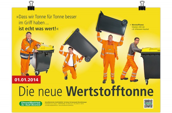 Plakat, Die neue Wertstofftonne, Umweltbetrieb Bielefeld